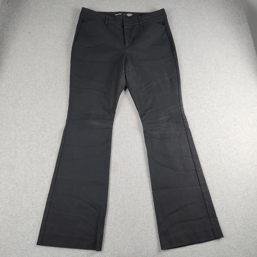 Old Navy Pixie Flare Pants Women 12 Black High Rise Secret Smooth Pocket Stretch